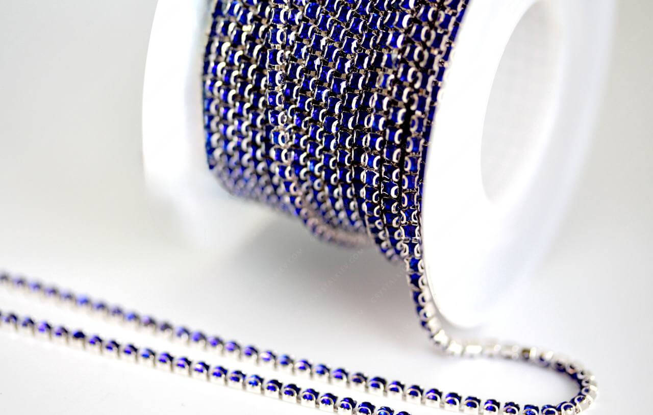 Ланцюжок стразовий Silver + Sapphire